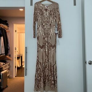 Betsy and Adam gold sequin dress